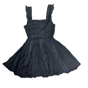 Black Mini Dress‎ Lace Detail Sleeveless Summer Sundress S/P